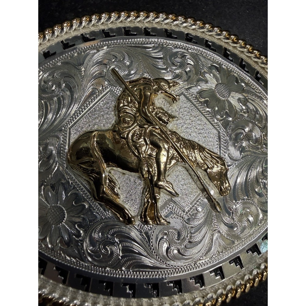 Nocona Genuine Lizard Belt Size 32 w/ Montana Silversmiths Bronc Rider Buckle - Picture 8 of 13